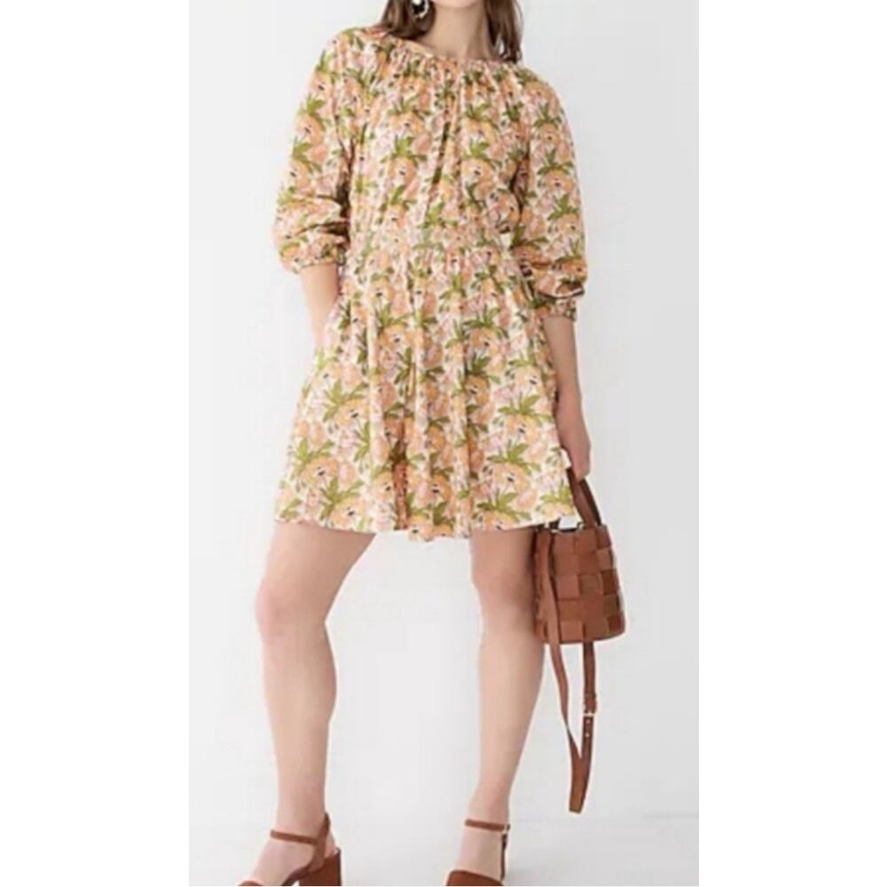 J. Crew Liberty Fabric Floral Dress Long Sleeve Mini Cotton Size Small‎